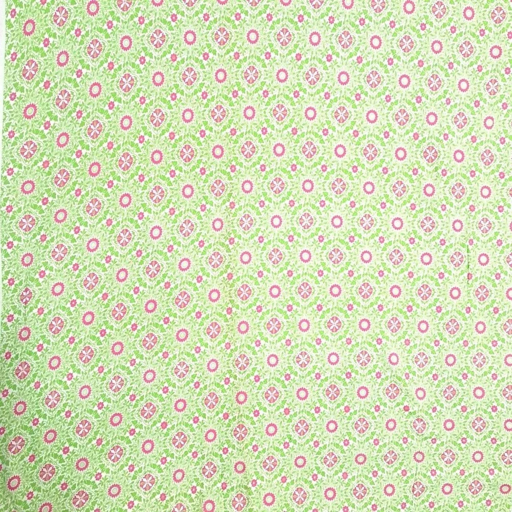 Vintage Floral Fabric 3.5 yard Green Pink Damask Cotton Blend Retro Sewing Craft
